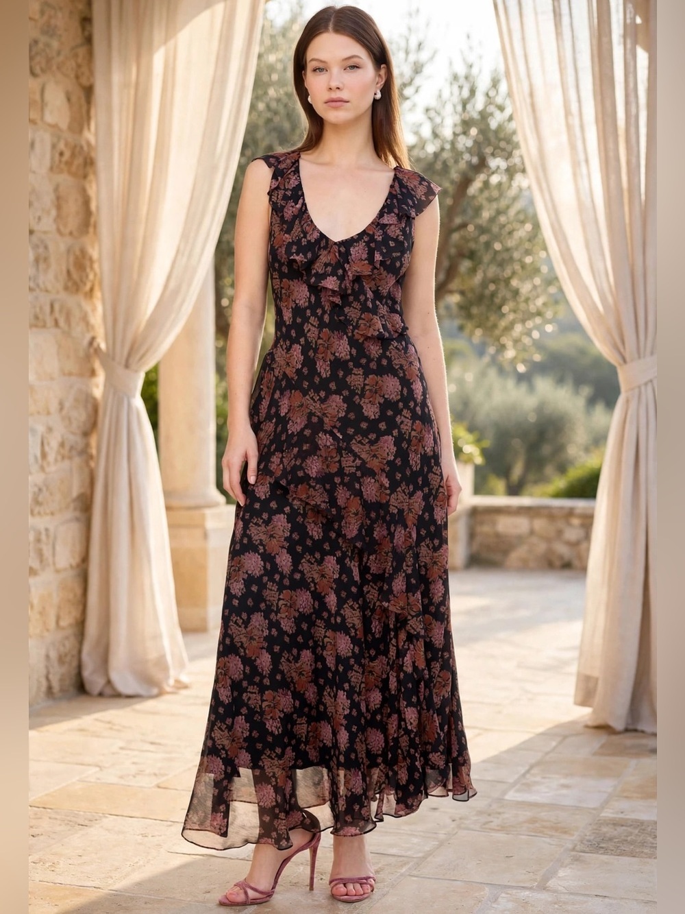 Polo Ralph Lauren Floral Short Sleeve Cocktail Dress size 12